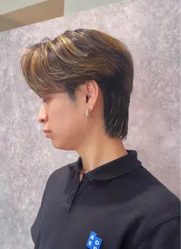 メンズカット+ハイライトカラー