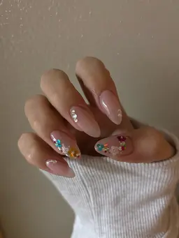 ワンカラー+2本アート