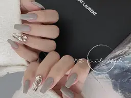 🩵チップ長さだし💙ワンカラー×左右1本ずつ埋め尽くし