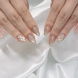 👗シンプルコース🩰 初回オフ無料✨️ / 片手2本ずつパーツorアート🍒ྀི / マグネットネイル◎ ニュアンス×