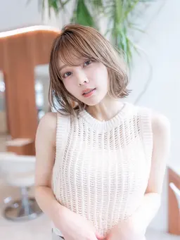 🩵ぷつっとボブ×ブリーチカラー×艶トリートメント🤍【タッセルボブ】【ミルクティーグレージュ】【ケアブリーチ】