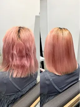 【みんなのデザインカラー】ケアブリーチダブルカラー+極潤TR(ブリーチなし/オラプレックス/シャドールーツ)