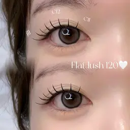 【1月平日限定】まつエクモデル♡フラットラッシュ120本🎀束感コーティング仕上げ✨
