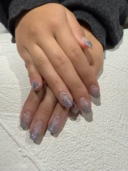 オフなしラメグラデーション(長さ出し、スカルプ、パーツNG)