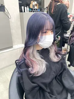 🌟イヤリングカラー🌟イヤリングブリーチカラー➕cota 4step＋トリートメント+ コテ巻き♡