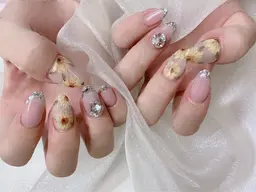 ハンド❤️バーチャルガラスフレンチ ストーン2粒付き