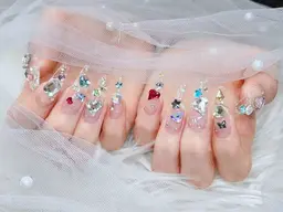 ✨お🉐🌸【チップ長さ出し】持ち込みデザイン120分時間内パーツ（¥500以内）スートン、シールやり放題¥10200