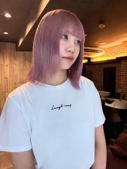 ケアカラー➕小顔カット✂️♡ (骨格に合わせたカット+透明感抜群ダメージレスカラー🥛🤍)