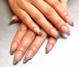 キラキラに輝く★ガラスフレンチネイル★オフ有りの方はこちら★