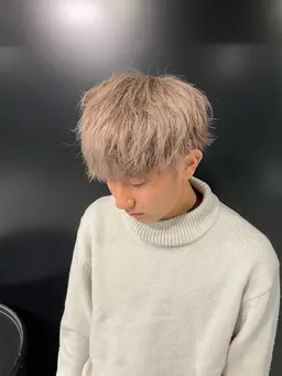 ブリーチ(ダブルカラー)+カラー+トリートメント(owl心斎橋店初めてご利用の方限定、メンズスタイルのみ)