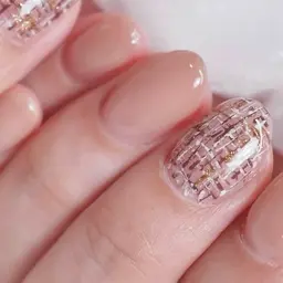 自爪ワンカラー➕ツイード2本ネイル🤎