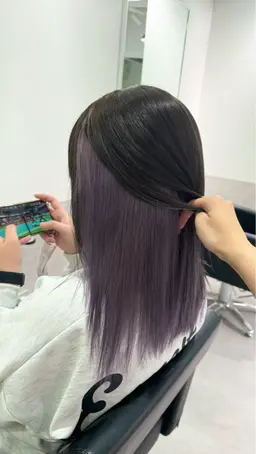 インナーカラー(ブリーチ＋オンカラー)🐰🤍