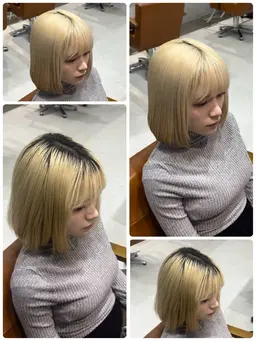 🍋全体ブリーチ🍋リタッチも🉑　リファファインバブルシャンプー　オージュアトリートメント付