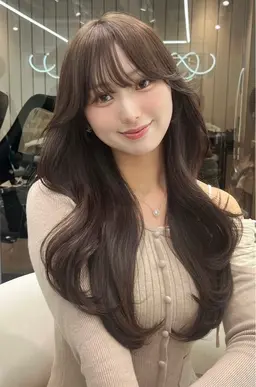 【🎀お出かけ前にオススメ🎀】【韓国風🇰🇷前髪お顔周り、もみあげカット✂️＋コテ巻きヘアセット✨️】