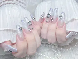 ✨大人気🩵チップ長さだし10本+デザインやり放題(アート4本まで)コース【300円パーツまでつけ放題】オフ無し