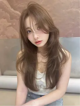 【❣️当日限定❣️】似合わせカット💕+高発色カラー🌈＋超音波トリートメント🫧韓国 レイヤー ロング 艶カラー