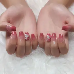 【チップ長さ出し10本+オフ込】 ラメグラ or ワンカラー+パーツ大2本(埋め尽くし不可)