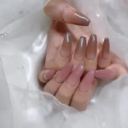 🎀チップ長さ出し10本・グラデーション・フレンチ・ミラー