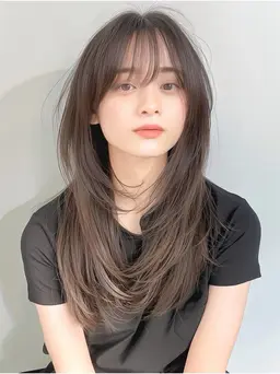 【週に1名限定半額クーポン】韓国風ロングレイヤーカット+ブリーチ無し透明感ダブルカラー+髪質改善トリートメント