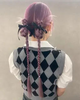 🪷🎀ིྀ《簡単なヘアセット付き》ダメージ低減ケアブリーチ2回＋ケアカラー＋コアミトリートメント🪷🎀ིྀ