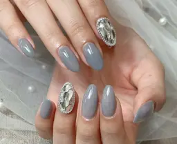 【ハンドネイル】埋め尽くし2本+マグネット/ラメグラ/ワンカラー(ジェルオフ+550円/長さだしオフ＋1100円)