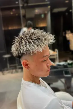 メンズカット+メッシュ+パーマ