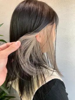 【 耳元にチラッ！👩💖イヤリングcolor🥣 】インナーカラー+カラー🌙　￥14000