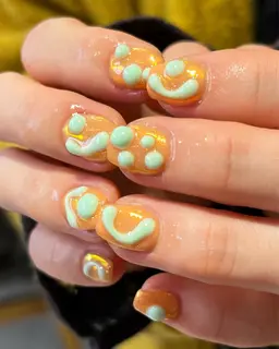 【オフ無し】シンプルアートネイル（ワンカラーベース+アート）✨