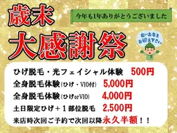 【歳末大感謝祭】全身メンズ脱毛(ヒゲ・VIOどちらか)