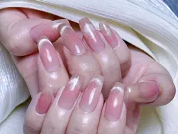 オフ無料 ❤️【チップ長さだし10本】❤️チークネイル +マグネットフレンチ