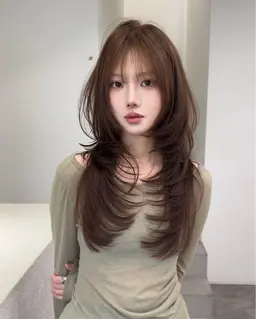 （👑人気No.5❣️）似合わせレイヤーカット✂️＋ブリーチなしWカラー＋超浸透トリートメント  レイヤー  ロング