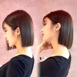 🫧カット+縮毛矯正+カラー+4種類トリートメント【縮毛矯正/髪質改善/切りっぱなしボブ/ボブ】