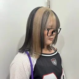 【🎀デザインカラー🎀】ポイントカラー🖤(ブリーチ込)＋選べるトリートメント💎