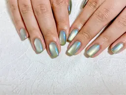 水光ネイル（ミラー×マグネット）💅🏻オフなし
