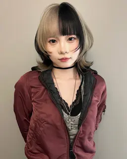 （大人気デザインカラー🍓）ケアブリーチダブルカラ＋デザインカット＋TR❣️顔まわりレイヤー/ウルフカット/ルーツカラー