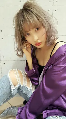 【透け感カラー】カット+外国人風カラー(ブリーチ有り)+オーガニックカラー+トリートメント  ¥21000