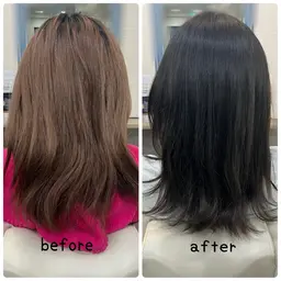明るい色からのトーンダウン🩶🤍ショート​〜​ロング（肩甲骨）アイロン仕上げ練習させていただきます🙌おしゃれ染めです💫