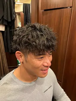 カット+最先端パーマ+眉毛カット+炭酸ケア【#池袋#メンズ#パーマ#理容室#美容室#フェード】