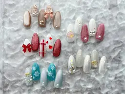 【★オフあり】冬限定☃❄10・11月イベントネイル✨選べる5デザイン🎨カラー変更無料💛フィルインで自爪にやさしく♪