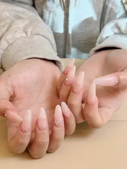 チップ長さ出し10本，ミラーグラデーション,フレンチ