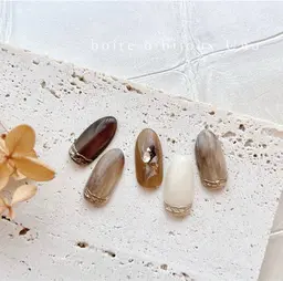 プレオープン記念！秋季限定メニュー𖤐⸝⸝꙳   ラテアートネイル