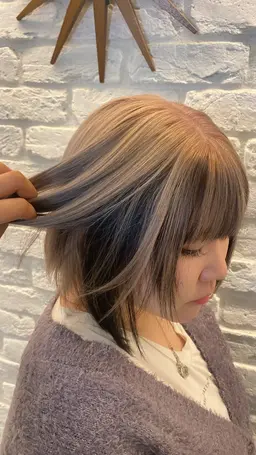 ブリーチリタッチ(１ヶ月​〜​2ヶ月周期)＋ケアカラー＋髪質改善ケアトリートメント