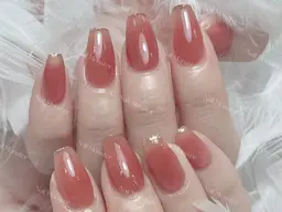 💗Hand ☆　🎀ワンカラー＋ラメ先端ライン