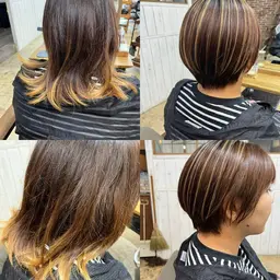 【デザインカラー🩷】『ブリーチ込みハイライト♪』通常料金より40%オフ❗️※ロング料金あり!¥8100〜9000