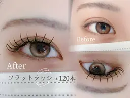 フラットラッシュ80本〜120本👀🫶本数自由❤️🔥アイシャンプー込み🫧🩵デザイン自由🆓💓他店オフ無料❣️