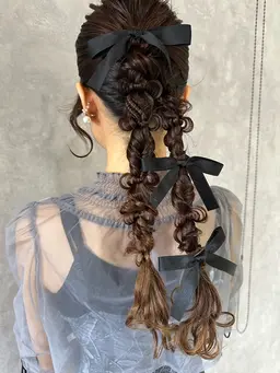 *⑅︎୨୧ お呼ばれヘアセット୨୧⑅︎*《結婚式・二次会・デートに》早朝ok＋550円で金箔orリボン🎀お友達とも可♡