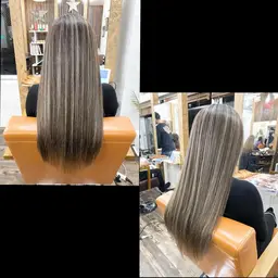 💖スジ感ハイライト＋艶カラー＋コテ巻き仕上げ💖