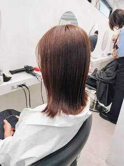 【ご来店2回目以降の方】カット+ブリーチなしダブルカラー+髪質別1ステップTR