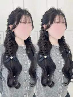【ヘアセット】量産系や結婚式お呼ばれ系も◎編みおろし、サイドポニー、ハーフアップハーフツインなどヘアメヘアアレンジ韓国