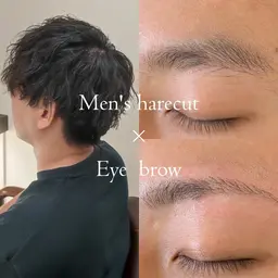 メンズ【カット×美眉スタイリング】セット　シャンプー・ブロー込み　眉カット・間引き・メイク込み